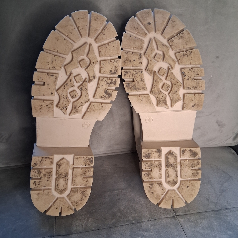 Steve Madden Approach Chunky Platform Loafers - Cream Gold Horsebit Size 7.5 - Picture 13 of 15